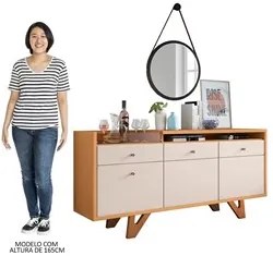 Balcão Buffet Ellora com Espelho Adnet 54cm H01 Off White/Cinamomo - M