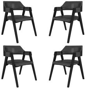 Kit 4 Cadeiras Sala de Jantar e Jogos Carteados Madeira Maciça Poker PU Grafite/Preto G42 - Gran Belo