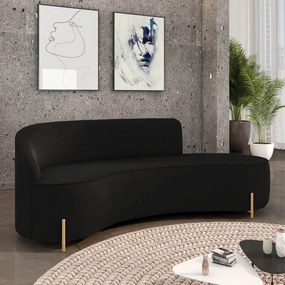 Sofá 4 Lugares Orgânico 220cm Pé Dourado Morgan Suede D03 - D'Rossi - Preto