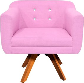 Kit 02 Poltronas Giratória Julia Linho com Strass Base Madeira MM30 D01 - D'Rossi - Rosa Chiclete A08