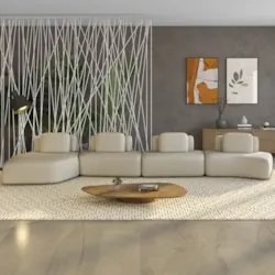 Sofá Ilha Com Chaise 589cm Living Moby Boucle Creme Z08 - Mpozenato
