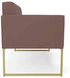 Sofá Namoradeira Base Industrial Dourado Ana Veludo Rose - Ibiza