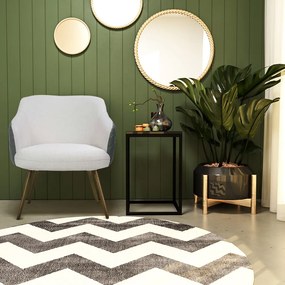 Kit 2 Poltronas Decorativas Kitana Pés Palito PU Sintético/Linho Cinza/Branco G15 - Gran Belo