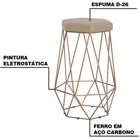 Kit 2 Banqueta Decorativa Rubel Base Gold Suede Bege G41 - Gran Belo
