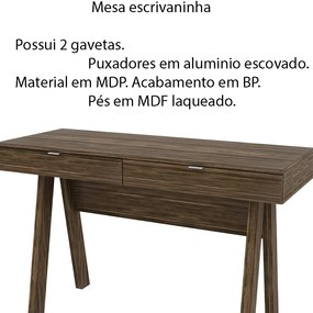 Mesa Escrivaninha para Escritório Home Office ME4128 MDP Nogal G69 - Gran Belo