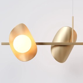 Pendente Calandra Linear 27X21X95Cm Alumínio E Globo Ø10Cm Fosco 4Xg9... (CHAMPANHE, FOSCO)