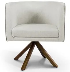 Poltrona Decorativa Giratória Base Giromad Madeira Betina C-107 Linho