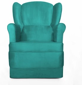 Poltrona Ana de Amamentação com Balanço Suede Azul Tiffany