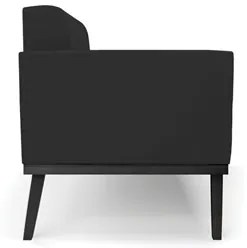 Sofá Namoradeira e 2 Poltronas Base Madeira Preto Ana Veludo Preto - I
