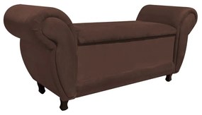 Recamier com Baú Itália Namoradeira Calçadeira Suede Marrom - D'Rossi