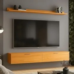 Rack TV 65 Pol. Suspenso 160cm 2 Portas Lila Cinamomo Z49   - Mpozenat
