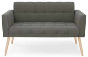 Sofá Namoradeira Elisa Suede Grafite Pés Palito Natural - D'Rossi