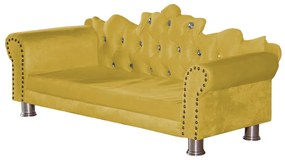 Mini Divã Sofá Realeza Cama Pet para Cães ou Gatos Elegante Suede Amarelo
