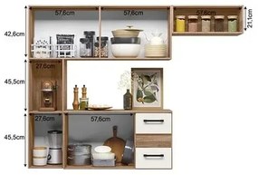 Cozinha Juliete Suspensa Carvalho/Off White – Nicioli Móveis