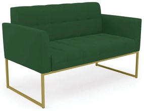 Sofá Namoradeira Elisa Veludo Base Metálica Industrial Dourado - D'Rossi - Verde