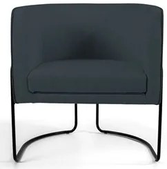 Poltrona Decorativa Base Aço Betina D-465 Linho Chumbo - Domi