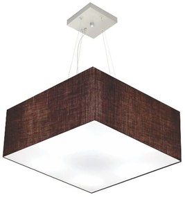 Lustre Pendente Quadrado Md-4065 Cúpula em Tecido 30/70x70cm Café - Bivolt