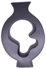 Vaso Decorativo Cerâmica Vazado para Centro Mesa Preto 29 cm F04 - D'Rossi
