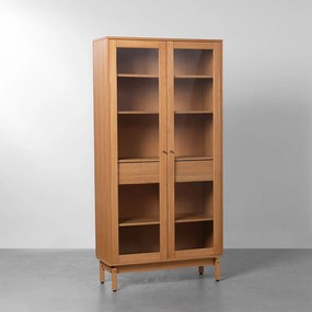 Cristaleira Átrio 2 Portas e 2 Gavetas Nature e Incolor - 85cm