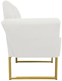 Poltrona Dora Suede Base Metálica Dourado D'Rossi - Branco