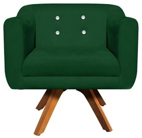 Kit 01 Namoradeira 02 Lugares e 02 Poltronas Giratória Julia Suede Verde com Strass Base Madeira MM30 D'Rossi