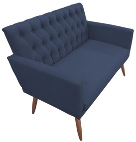 Kit 2 Poltronas 1 Namoradeira Clara Capitonê Pés Palito Suede Azul - Sheep Estofados