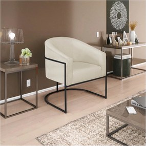 Kit 02 Poltronas Luiza Base de Ferro Preto Linho - ADJ Decor