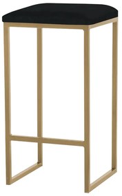 Banqueta Decorativa Billie Base Gold Veludo Preto G41 - Gran Belo
