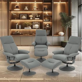 Kit 3 Poltronas do Papai Reclinável Elétrica Com Apoio de Pés Giratória e Massagem Nebraska PU Fendi G56 - Rivatti