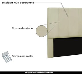 Cabeceira Decorativa Casal 1,40M Erza PU Marfim G63 - Gran Belo