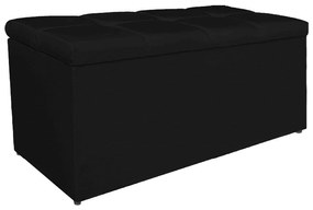 Calçadeira Estofada Manchester 90 cm Solteiro Corano Preto - ADJ Decor