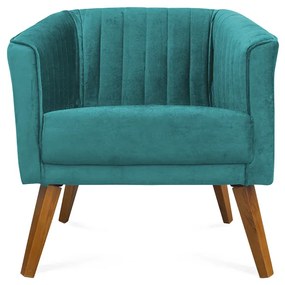 Poltrona Decorativa Dalia Pés de Madeira Suede Turquesa - Sheep Estofados - Água