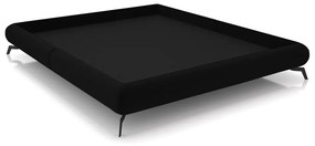 Cama de Casal Avulsa Bezos Madeira Imunizada Pés em Aço Revestimento Veludo Preto G91 - Gran Belo