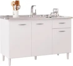Balcão de Cozinha Com Pia Inox 120cm Classic Z46 Branco - Mpozenato