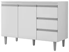 Balcão Gabinete Para Pia 120cm com Tampo 2 Portas Andréia Branco - AJL