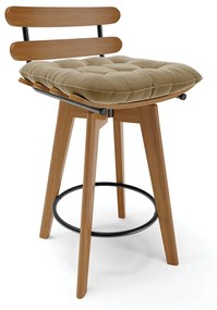 Banqueta Giratória Costela Suede Base Madeira MA70 - DRossi - Marrom Rato
