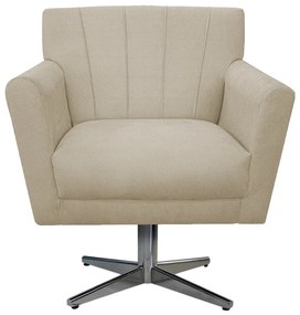 Poltrona Laura Base Giratória de Metal Suede Bege - ADJ Decor