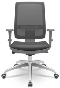 Cadeira Brizza Diretor Grafite Tela Preta com Assento Vinil Preto Base Autocompensador Aluminio - 65783 Sun House
