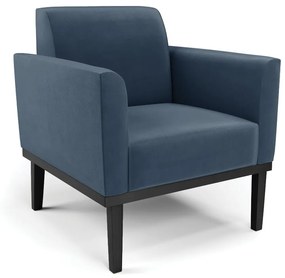 Poltrona Base de Madeira Fixa Preto Marisa Suede D03 - D'Rossi - Azul Marinho