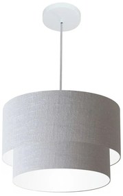 Lustre Pendente Duplo Cilíndrico Vivare Md-4350 Cúpula em Tecido 45x40cm - Bivolt