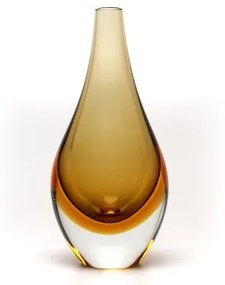 Gota Mini Média Bicolor Fumê com Âmbar Murano Cristais Cadoro