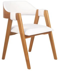 Cadeira de Jantar Estofada Ottawa Amêndoa e Bouclé Off White