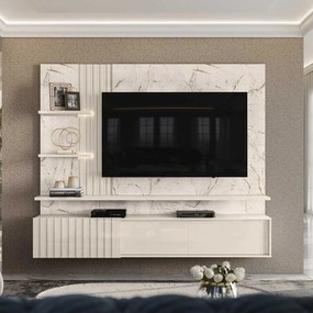 Bancada Suspensa Mesaque MDP Pintura DIP até 65 Calacata/OffWhite G97 - Gran Belo