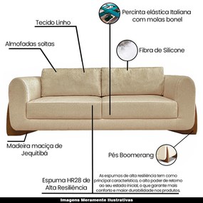 Sofá Decorativo 2 Lugares 160cm Pés em Madeira Buzz Linho Bege G63 - Gran Belo