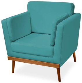 Poltrona Decorativa Siena Veludo Azul Tiffany