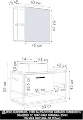 Gabinete Banheiro Yuri Com Cuba e Espelheira Click Mel Z54  - Mpozenat
