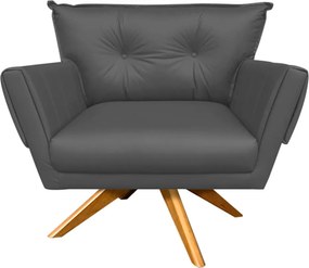 Kit 01 Namoradeira E 02 Poltronas Giratória Anitta Corino Base Madeira MA30 D03 - D'Rossi - Grafite