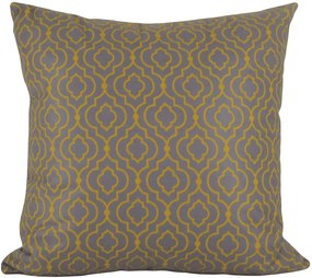 Capa almofada LYON Veludo estampado Geométrico Chumbo e Mostarda 43x43cm