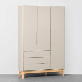Guarda-Roupa Boom 3 Portas e 3 Gavetas com Pés Square Natural - Areia Fosco