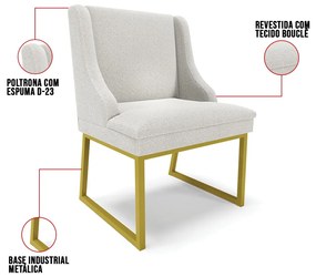 Cadeira Sala de Jantar Industrial Dourado kit 4 Liz Bouclê D03 - D'Rossi - Cinza